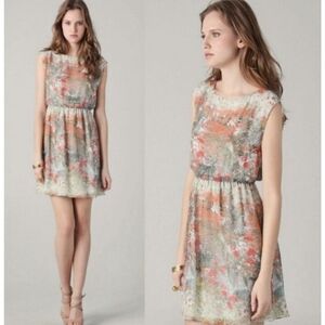 Sz XS Alicia + Olivia Sleeveless 100% Silk Dress Monet Print